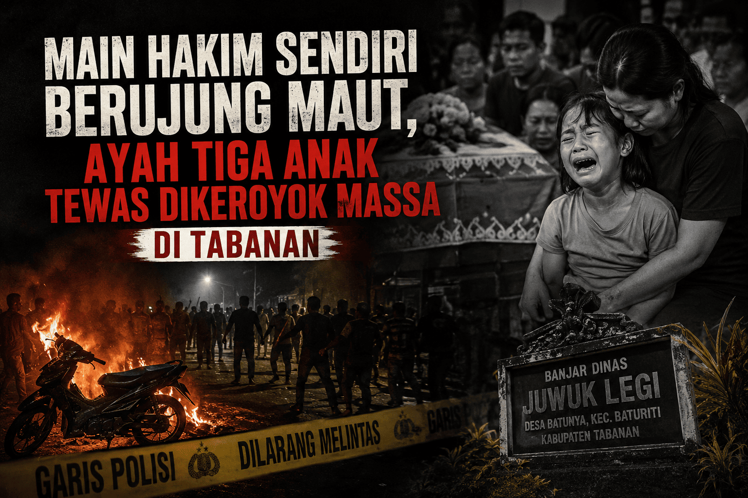 Main Hakim Sendiri Berujung Maut, Ayah Tiga Anak Tewas Dikeroyok Massa di Tabanan
